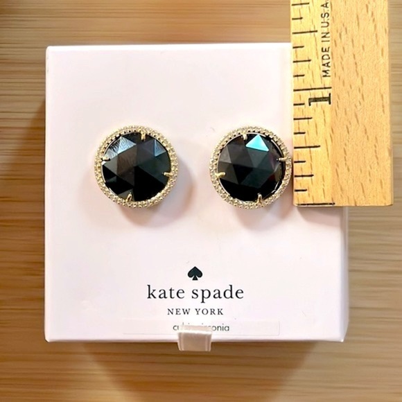 Brand New KATE SPADE She Has Spark Goldtone Metal & Black Crystal Stud Earrings - Picture 8 of 12